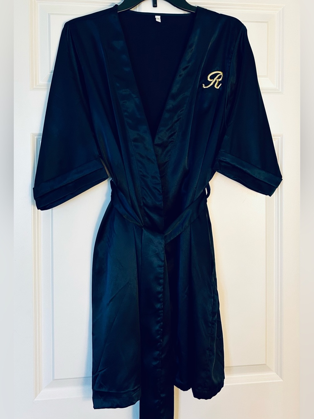 Women’s Short Satin Monogrammed “R” Robe